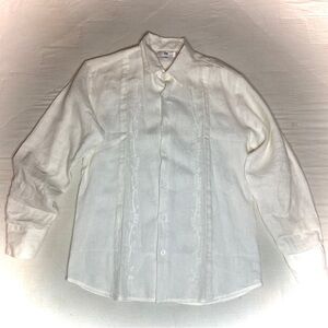 White Embroidered Button-Up Shirt